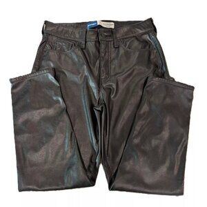 Womens Old Navy Hi Rise O.G. Straight Vegan Leather Black Pants Sz 6